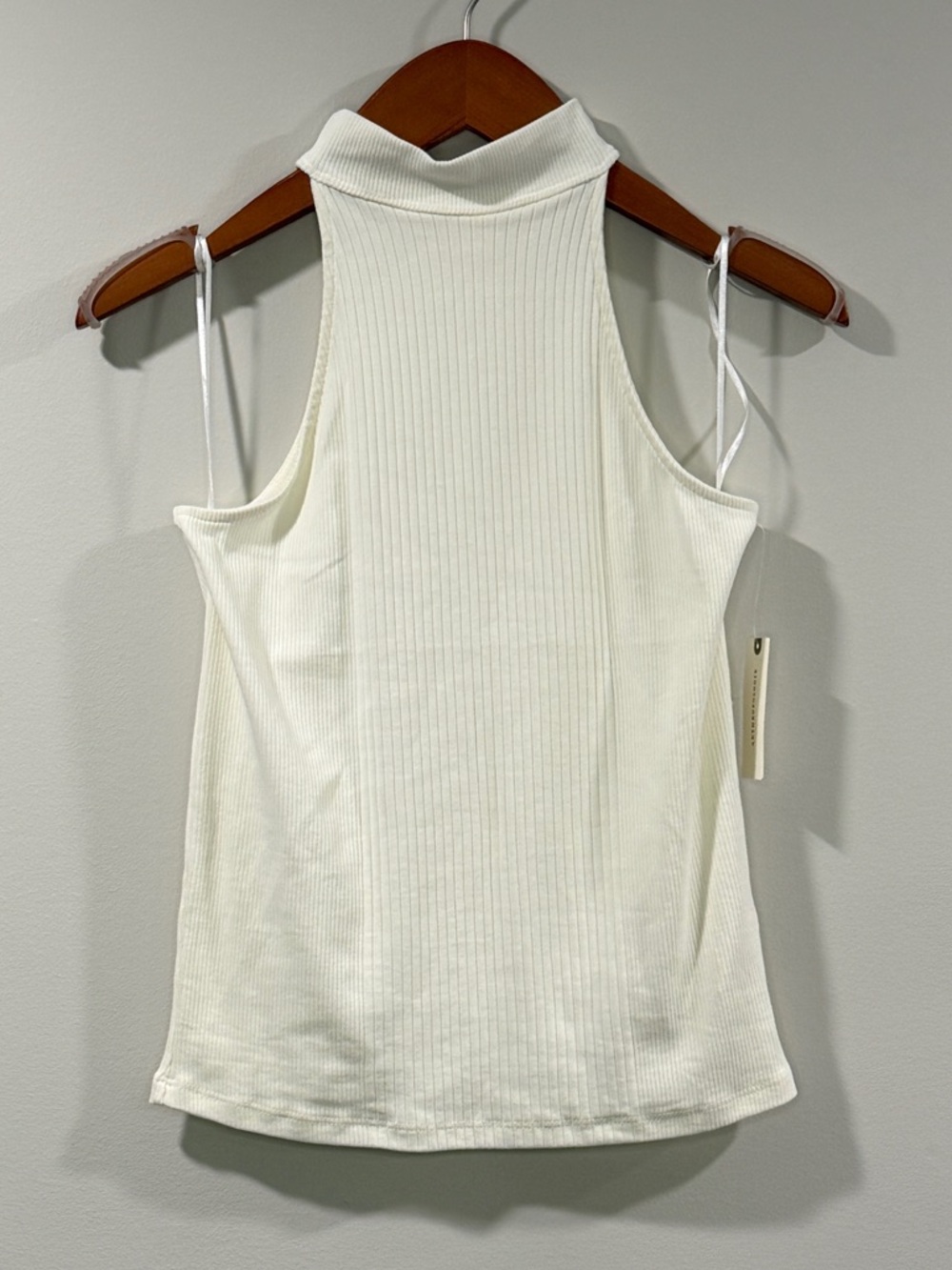 Maeve by Anthropologie Cream Ribbed High-Neck Tank Size M NWT